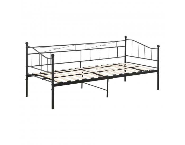 Легло Arjeplog, размери 90x200 см, до 150 кг, Черен цвят