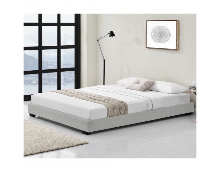 Тапицирано легло от изкуствена кожа, Бяло, 200cm x 140cm Corium