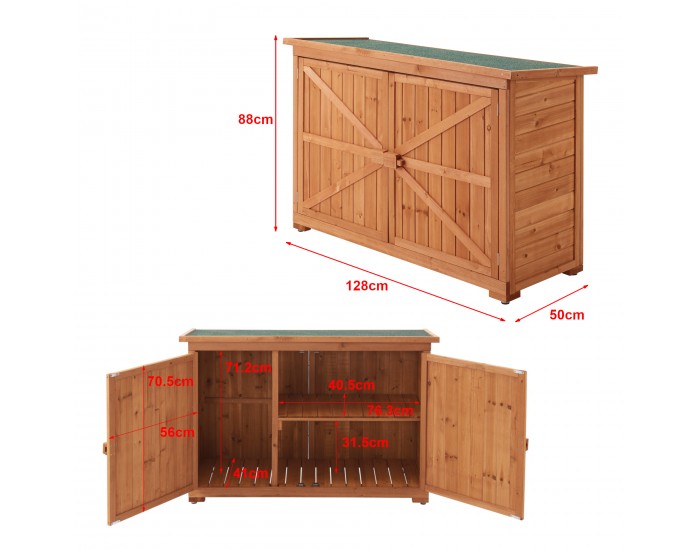 Навес за инструменти Kerteminde, размери 88 x 128 x 50 cm,  Борово дърво