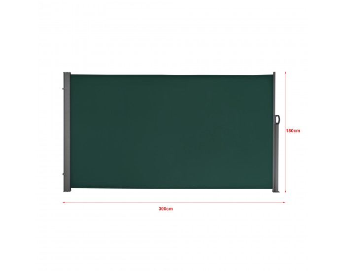 Страничен сенник, размери 180х300см,  Тъмнозелен цвят