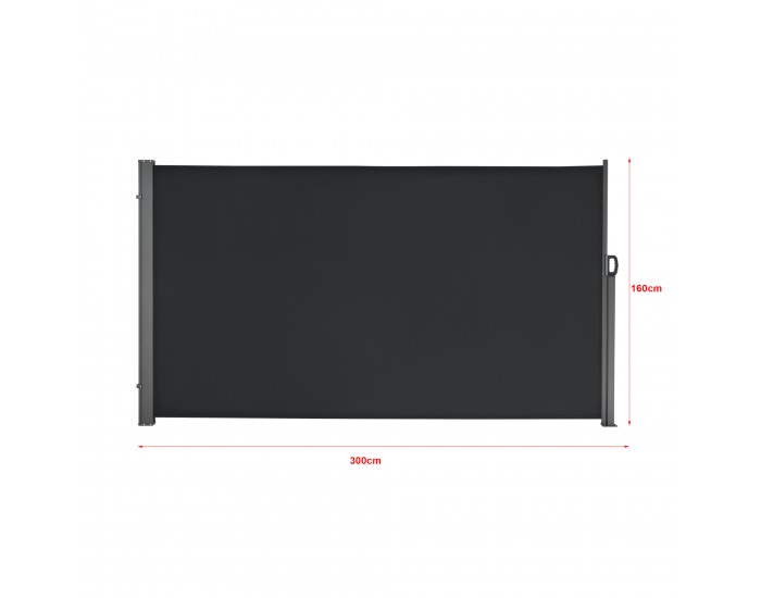 Страничен сенник, размери 160х300см,  Черен цвят