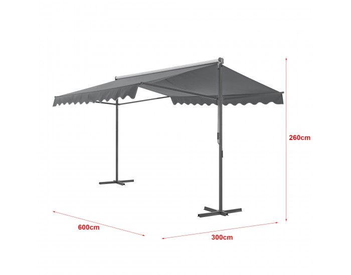 Стояща тента Selenizza,  Свободностояща, размери  600x300x260 см,  Тъмно сив цвят