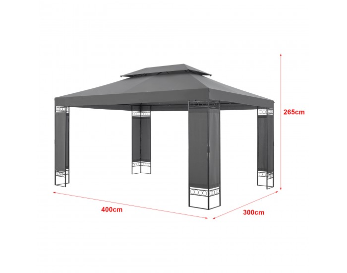 Marquee Lanciano Pavilion 400x300x265cm, Тъмно сиво