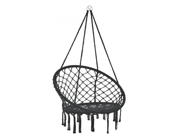 Висящ стол Tampico,  максимум до 150 кг, за вътрешна и външна употреба, черен цвят