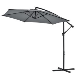 Градински чадър за слънце  , Сив, 100% Полиестер/Стомана, 245 cm - Сенници и Чадъри