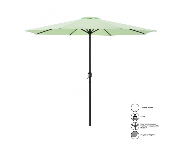Чадър, размери 230x300 см,  Стомана , Полиестер, Пастелно зелен цвят