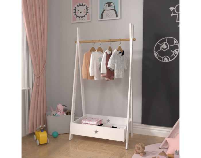 Детски гардероб Laxe, размери 126x73x43 см,  Бял цвят