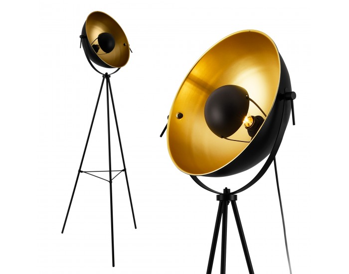 Подова лампа Angers, 158 cm, черна,медножълта, метал, E27