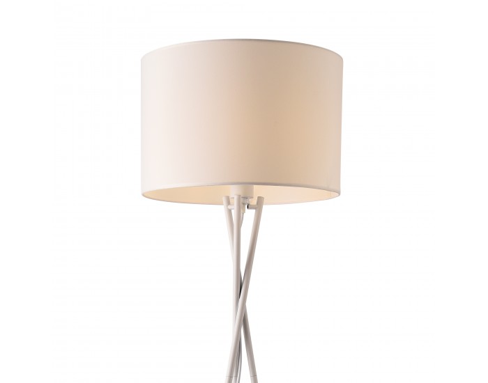 Подова лампа , Grenoble, 154 cm, Бяла, Метал, Текстил, E27
