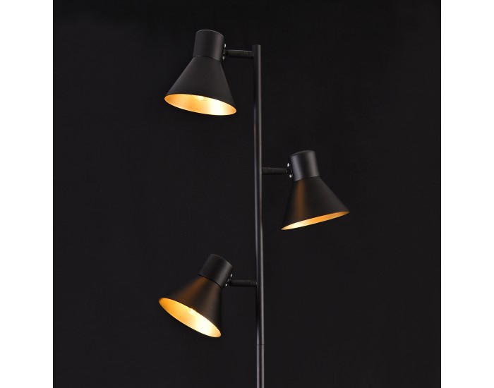 Подова лампа Pinntorp, Метал,  3 броя x E27,  Черно Злато цвят