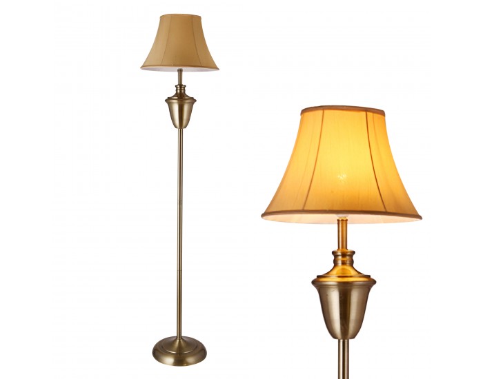 Елегантна интериорна лампа със стойка - Madrid 1 x E27 - 60W -Бежов / кафяв