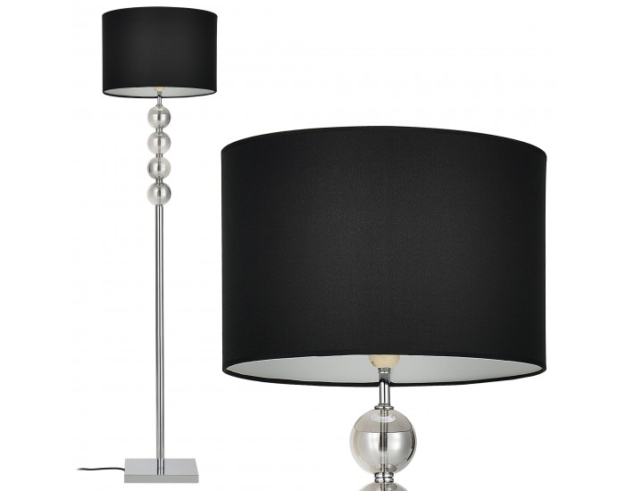 Елегантна интериорна лампа със стойка  Spheridern 1 x E27 - 60W, Хром/Черна