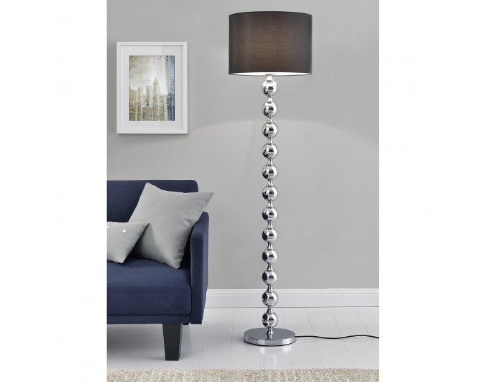 Елегантна интериорна лампа със стойка - Spheric Black 1 x E27 - 60W -Хром/ черен