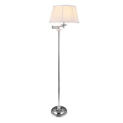 Елегантна интериорна лампа със стойка - бял лампион 1 x E27 - 60W -Хром / бял - Настолни лампи
