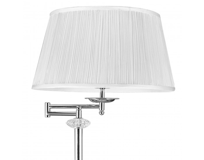 Елегантна интериорна лампа със стойка - бял лампион 1 x E27 - 60W -Хром / бял