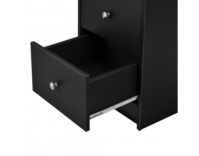 Работно бюро с 3 рафта и чекмеджета за съхранение, 120x49x72cm, Черно