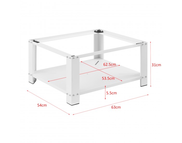 Поставка за пералня с рафт Стоманено бяло