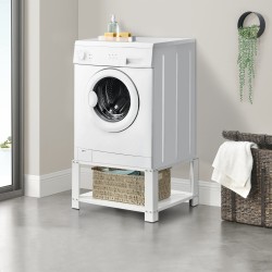 Поставка за пералня с рафт Стоманено бяло - Електроуреди