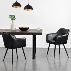 Фотьойл Birmingham, еко кожа, метални крака, 79x56x53,5 cm, черен - Мека мебел