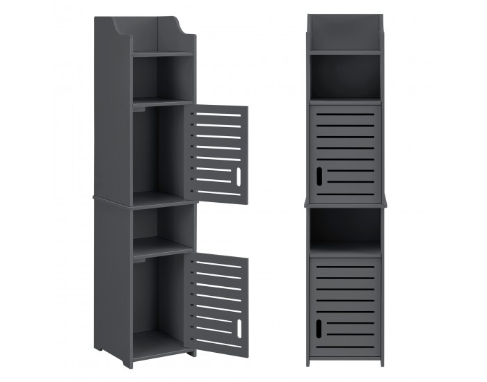 Шкаф за баня Mora, размери 135x32x32 см с 3 рафта, WPC Тъмносив цвят