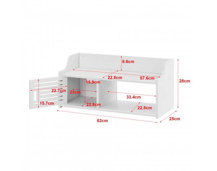 Шкаф за баня Norberg, размери 28x62x25 см,  WPC Бял цвят