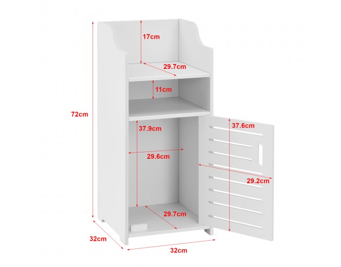 Шкаф за баня Skara, размери 72x32x32 cm, Бял цвят