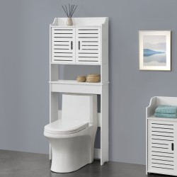 Шкаф за баня Сторфорс, размери 155x62x20 см,  WPC,  Бял цвят - Шкафове за баня