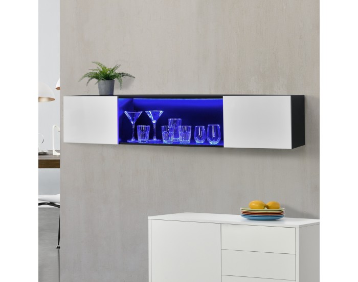 Шкаф за стенен монтаж  Thabong, 150 x 30 x 30 cm, с LED осветление, 2 вратички, 1 рафт, ПДЧ