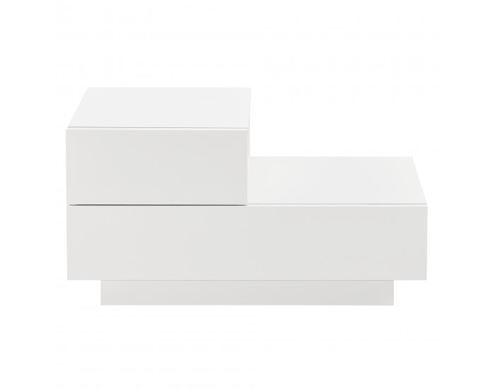 Нощно шкафче Sebokeng, 38 x 70 x 35 cm, с 2 чекмеджета, ляво, ПДЧ, Бял гланц