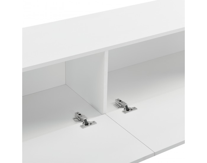 Шкаф за стенен монтаж Evaton, стойка за телевизор,140 x 33 x 30 cm, ПДЧ, Бял гланц