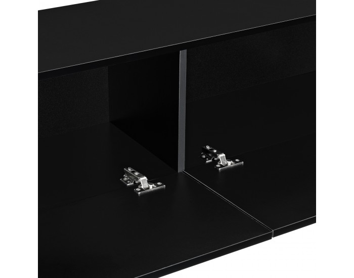 Шкаф за стенен монтаж Evaton, стойка за телевизор,140 x 33 x 30 cm, ПДЧ, Черен гланц