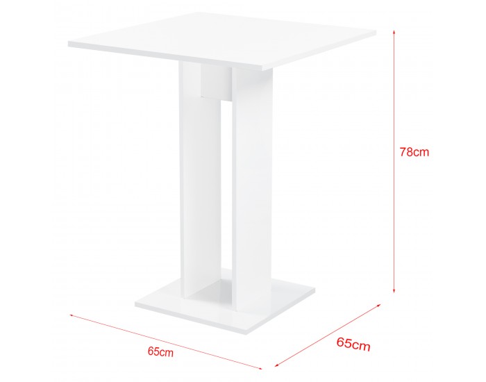 Трапезна маса Lindesnes, 65 x 65 x 78 cm, ПДЧ, Бял гланц