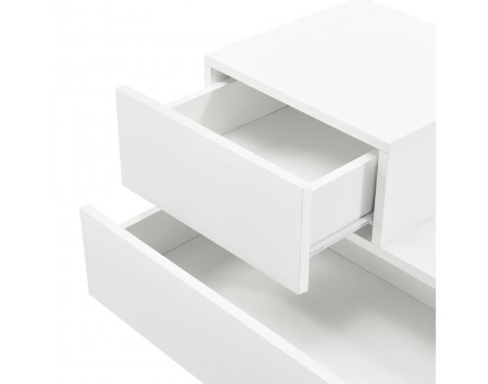 Нощно шкафче Sebokeng, 38 x 70 x 35 cm, с 2 чекмеджета, ляво, ПДЧ, Бяло, матирано