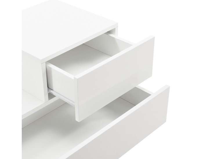 Нощно шкафче Sebokeng, 38 x 70 x 35 cm, с 2 чекмеджета, дясно, ПДЧ, Бяло гланц
