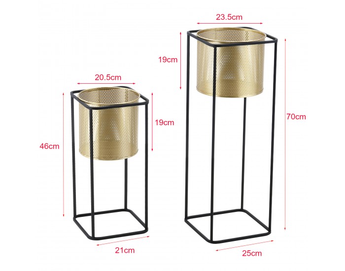 Стойка за саксия Mettet 2-бр. Черно-злато