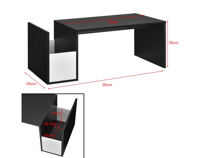 Маса за кафе Bollnäs, размери 90x45x35 см, рафт Черен