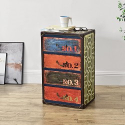 Скрин Goslar с 4 чекмеджета, 66 x 40 x 30 cm, индустриален дизайн, еко кожа,MDF, многоцветен - Sonata G