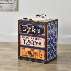 Скрин United States с 3 чекмеджета, 50 x 40 x 30 cm, индустриален дизайн, еко кожа,MDF, многоцветен - Спалня