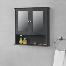 Шкаф за баня Linz, размери 58x56x13 см с огледало, МДФ,  тъмно сив цвят - Баня