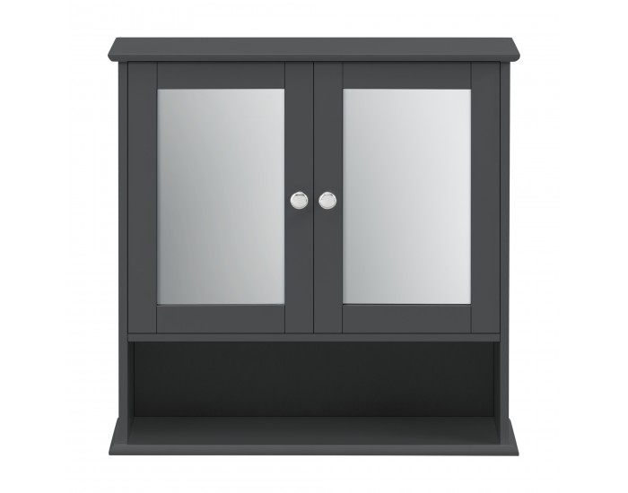 Шкаф за баня Linz, размери 58x56x13 см с огледало, МДФ,  тъмно сив цвят