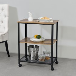 Количка за сервиране,  Фрайбургска количка с рафт,  черен цвят, дървена - Кухненски аксесоари
