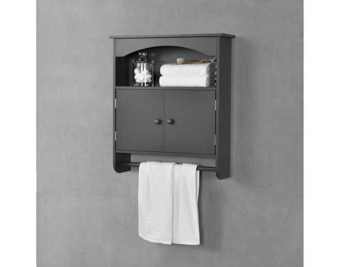 Шкаф за баня Graz, размери 61x53x15 см,  MDF,  Тъмно сив цвят