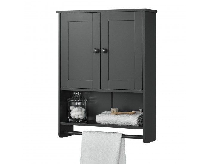 Шкаф за баня Steyr, размери  65x49x15 см, Тъмно сив цвят,  MDF