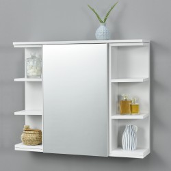 Горен шкаф за баня  Harstad,  64 x 80 x 20 cm, с огледало, бял, ПДЧ - Шкафове за баня