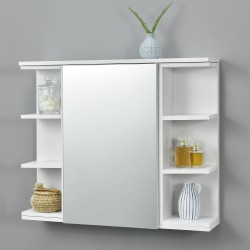 Горен шкаф за баня  Harstad,  64 x 80 x 20 cm, с огледало, бял, ПДЧ - Тоалетки и Огледала