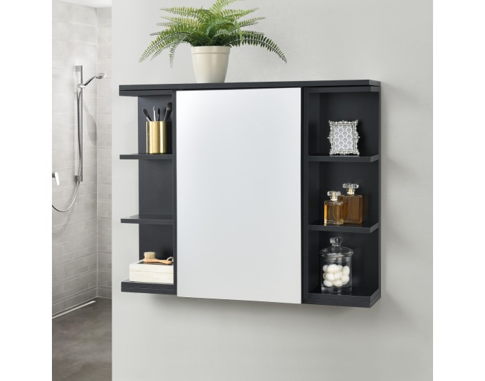 Шкаф за баня Harstad, размери  64x80x20 см,  черен цвят