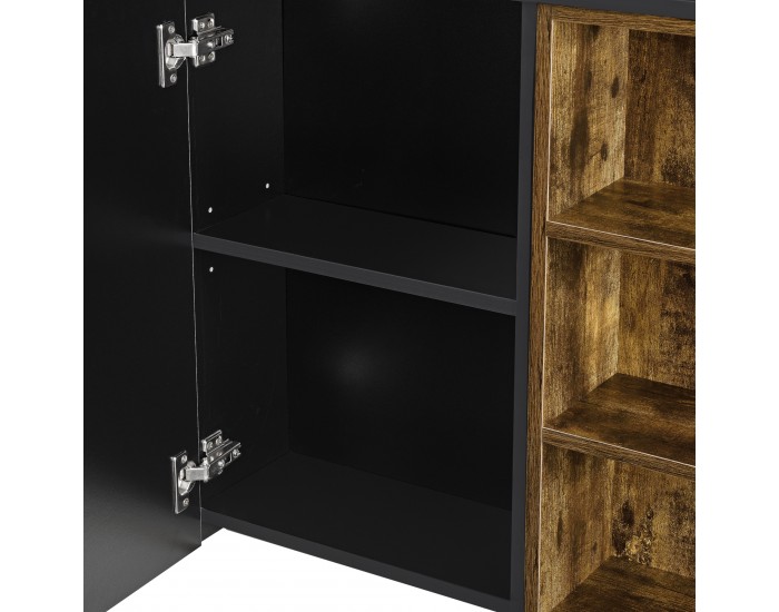 Шкаф за баня Harstad, размери 64x80x20 см,  Тъмно дърво в тон,  Черен цвят