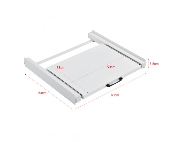 Междинна рамка за перална машина и сушилня с рафт, 60 x 54 cm, бяла, синтерована стомана