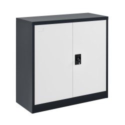 Шкаф за документи Molise, размери 90x40x90cm стомана, цветове тъмно сиво/бяло  - Шкафове, Витрини, Модулни секции