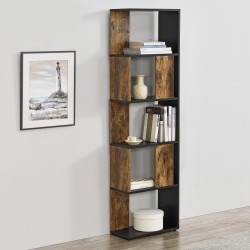 Библиотека Aneby, размери 159x45x24см, с 5 рафта,  черен цвят,  тъмно дърво - Промоции